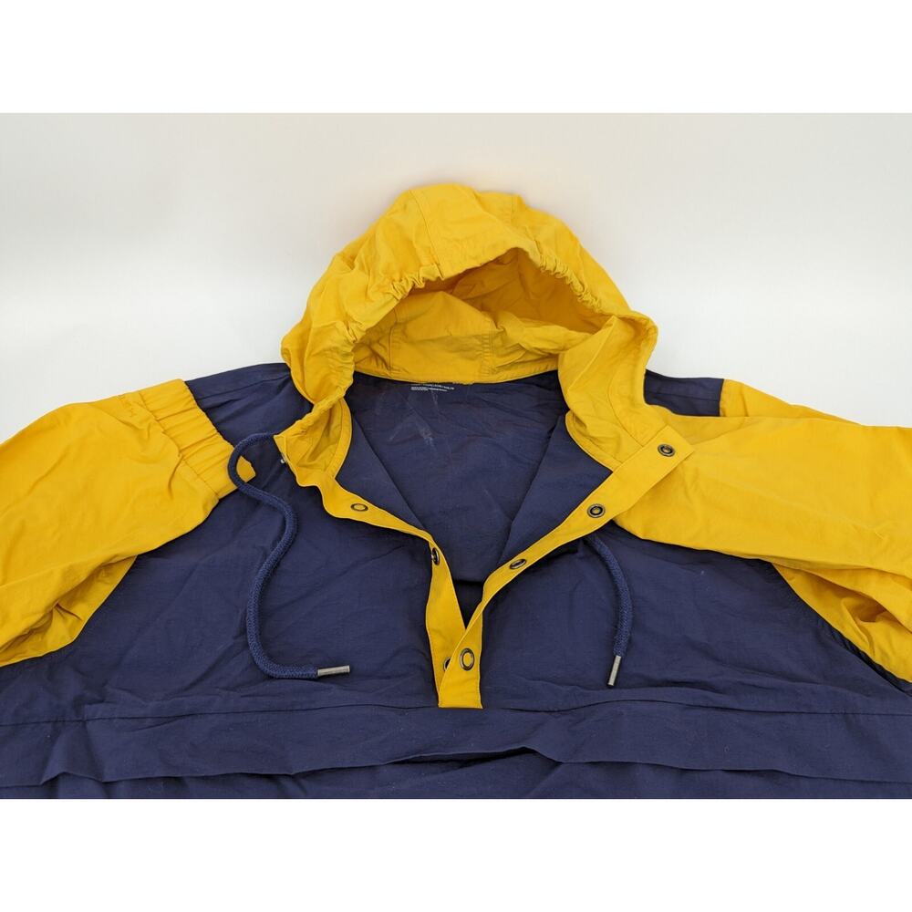 Under Armour Loose Hooded Navy Yellow Pullover 1/4 Button Windbreaker Size L - Picture 3 of 7